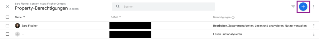 Google Property Nutzer hinzufügen