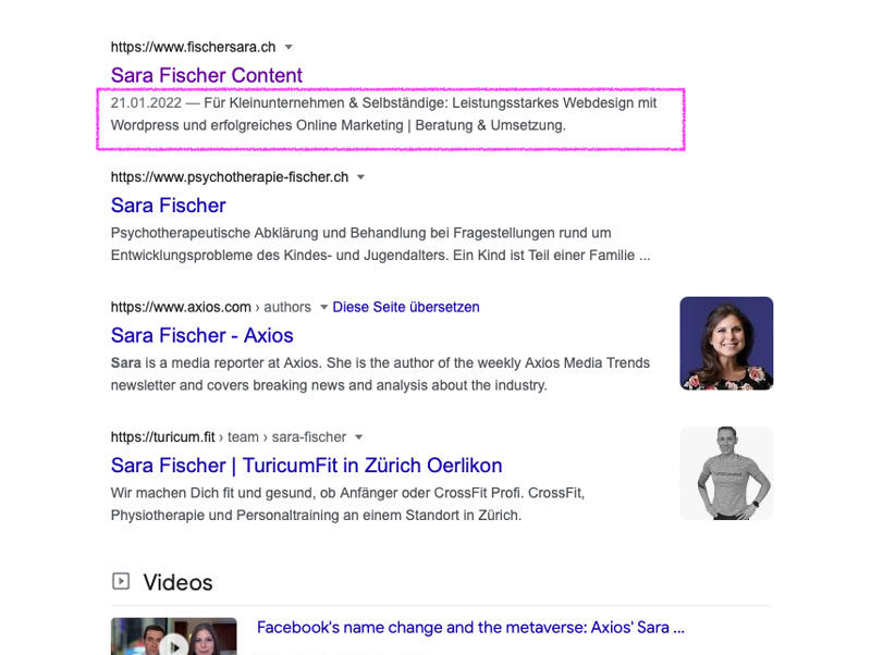 Meta Description Meta Description Suchergebnis