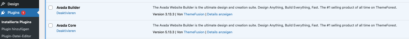 Avada Builder und Avada Core